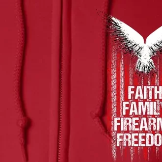 Faith Family Firearms & Freedom American Flag Pro God Guns Full Zip Hoodie