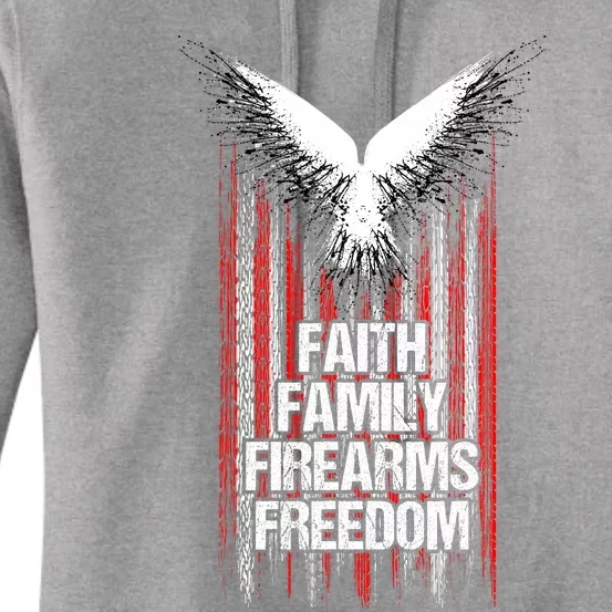 Faith Family Firearms & Freedom American Flag Pro God Guns Women's Pullover Hoodie