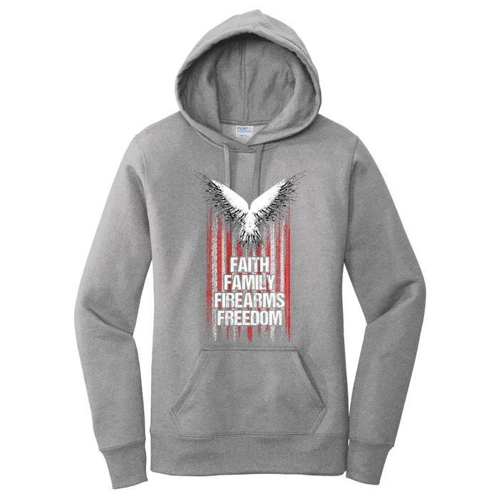 Faith Family Firearms & Freedom American Flag Pro God Guns Women's Pullover Hoodie