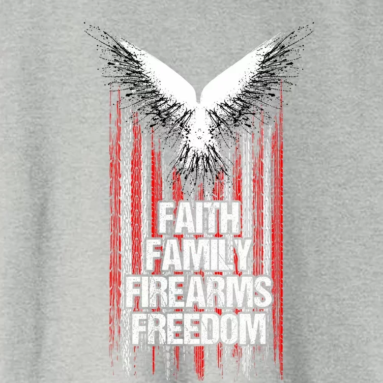 Faith Family Firearms & Freedom American Flag Pro God Guns Women's Crop Top Tee