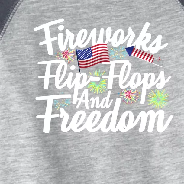 Flip Flops Fireworks And Freedom Fourth Of July Cool Gift Toddler Fine Jersey T-Shirt