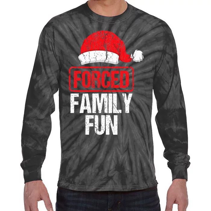 Forced Family Fun Winter Holidays Funny Christmas Tie-Dye Long Sleeve Shirt