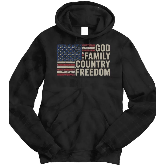 Faith Family Freedom Christian Vintage USA Flag Tie Dye Hoodie