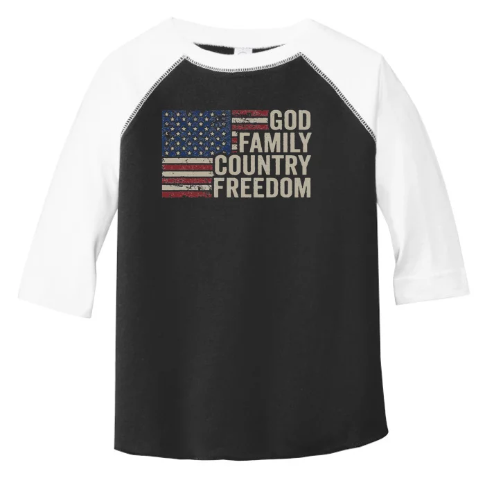 Faith Family Freedom Christian Vintage USA Flag Toddler Fine Jersey T-Shirt