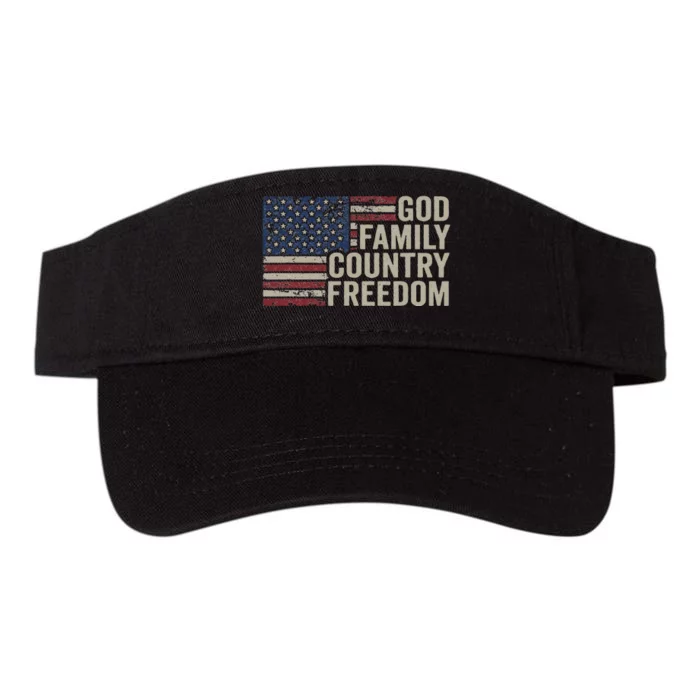 Faith Family Freedom Christian Vintage USA Flag Valucap Bio-Washed Visor