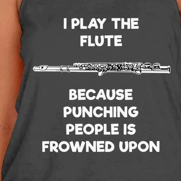 Flute Funny Flute Player Punch Women's Knotted Racerback Tank