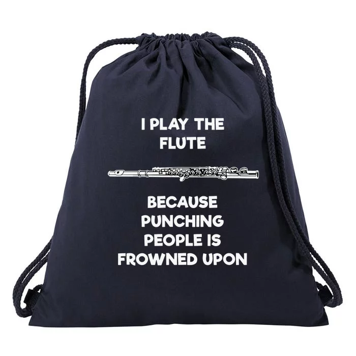 Flute Funny Flute Player Punch Drawstring Bag