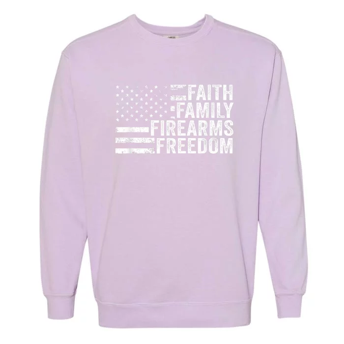 Faith Family Firearms & Freedom Pro God Guns American Flag Garment-Dyed Sweatshirt