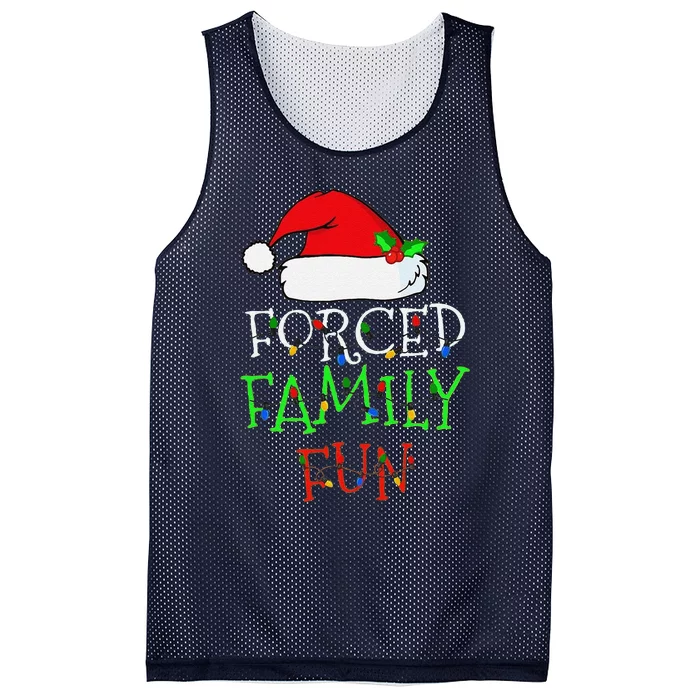 Funny Forced Family Fun Sarcastic Christmas Pajama Family Funny Mesh Reversible Basketball Jersey Tank