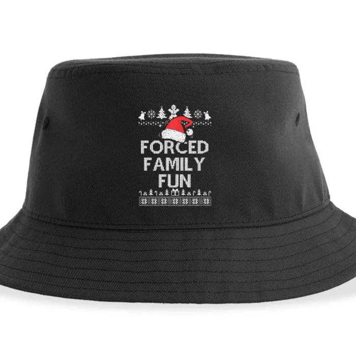 Forced Family Fun Sarcastic Adult Christmas Even Sustainable Bucket Hat