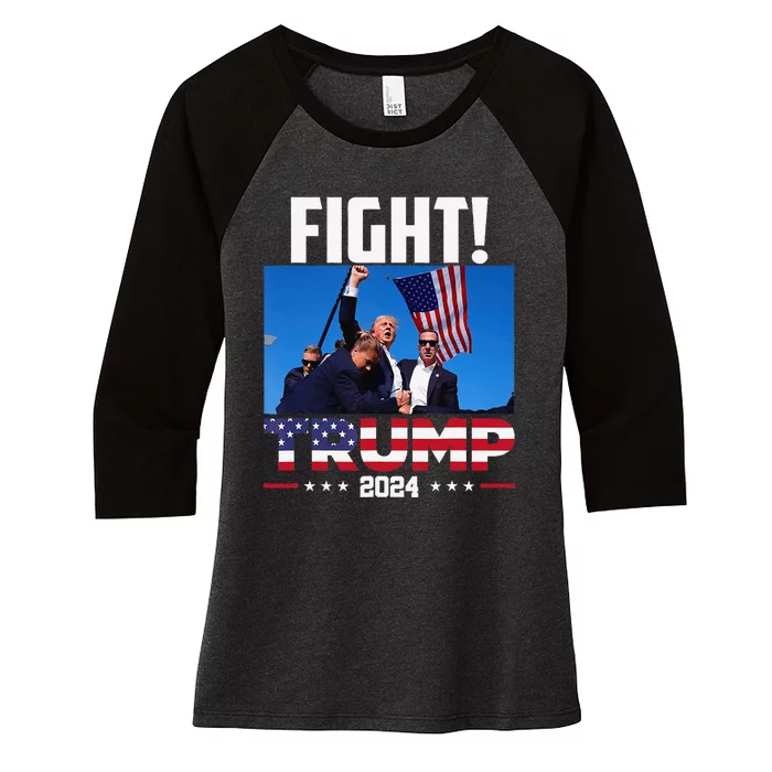 Fight Fight Fight Trump 2024 Women's Tri-Blend 3/4-Sleeve Raglan Shirt