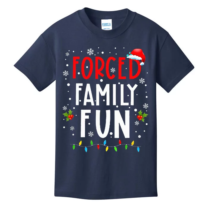 Forced Family Fun Winter Holidays Funny Christmas Kids T-Shirt