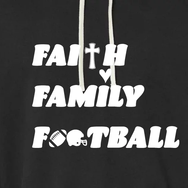 Faith Family Football Garment-Dyed Fleece Hoodie