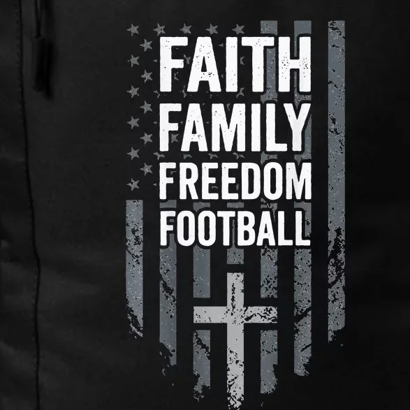 Faith Family Freedom Football USA Cross Flag ON BACK Daily Commute Backpack