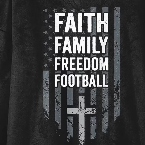 Faith Family Freedom Football USA Cross Flag ON BACK Hooded Wearable Blanket