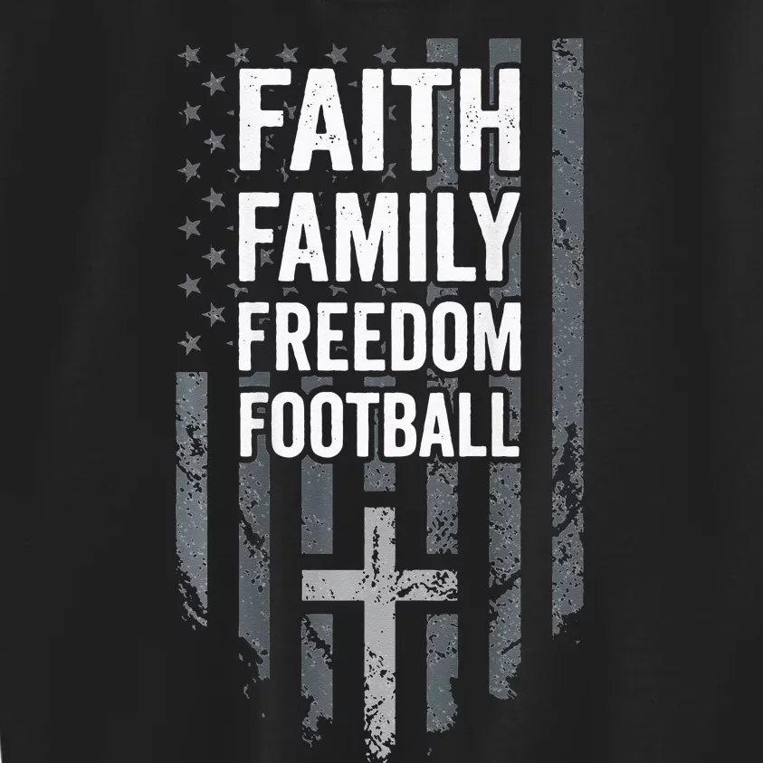 Faith Family Freedom Football USA Cross Flag ON BACK Kids Sweatshirt