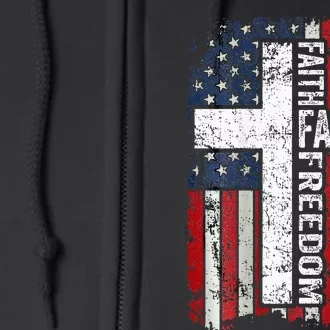 Faith Family Freedom Patriotic Christian USA Flag ON BACK Full Zip Hoodie