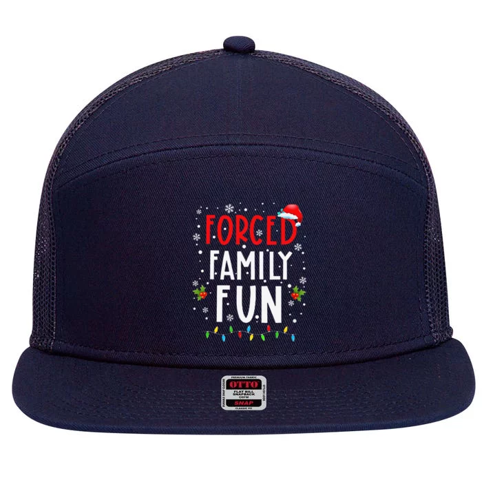 Forced Family Fun Winter Holidays Funny Christmas 7 Panel Mesh Trucker Snapback Hat