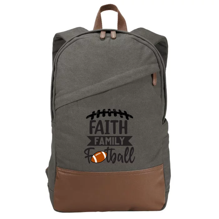 Faith Family Football Christian Fun Fall Football Cotton Canvas Backpack