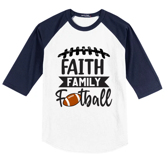 Faith Family Football Christian Fun Fall Football Baseball Sleeve Shirt