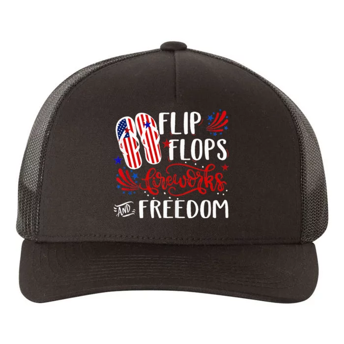 flip flops fireworks and freedom 4th of july Yupoong Adult 5-Panel Trucker Hat