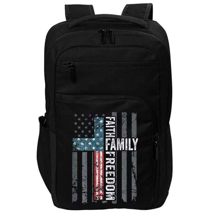 Faith Family Freedom Christian USA Cross Flag Impact Tech Backpack