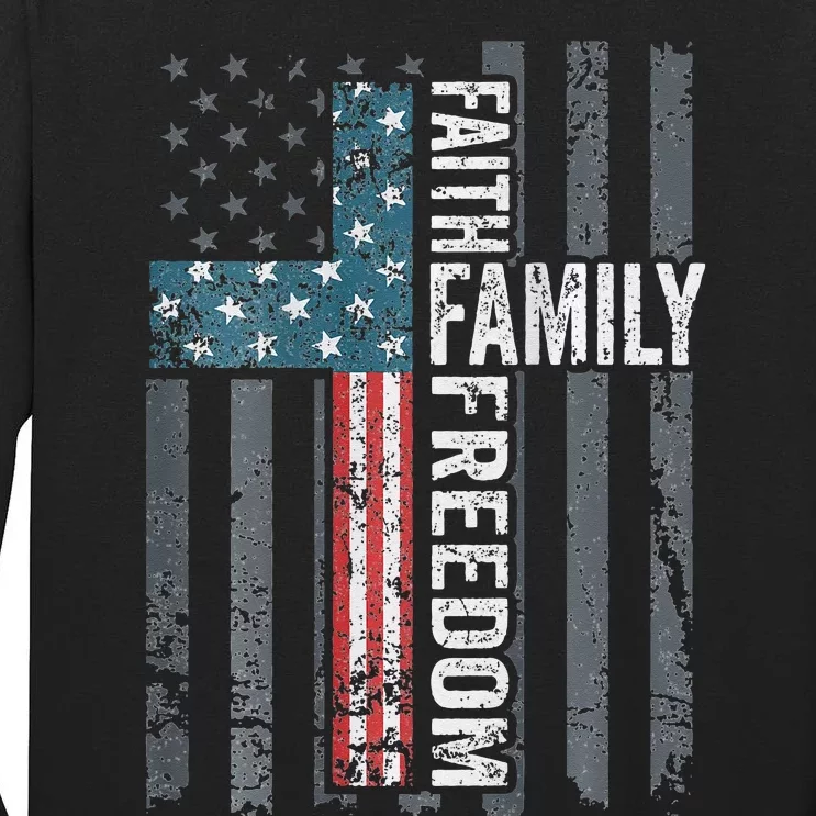 Faith Family Freedom Christian USA Cross Flag Tall Long Sleeve T-Shirt