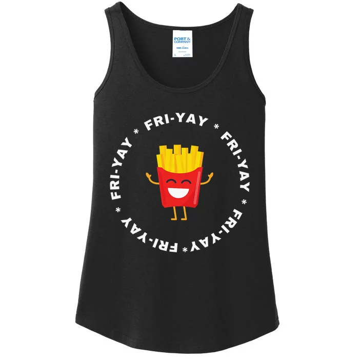 Fri-yay Funny Friday Fries Lover Ladies Essential Tank