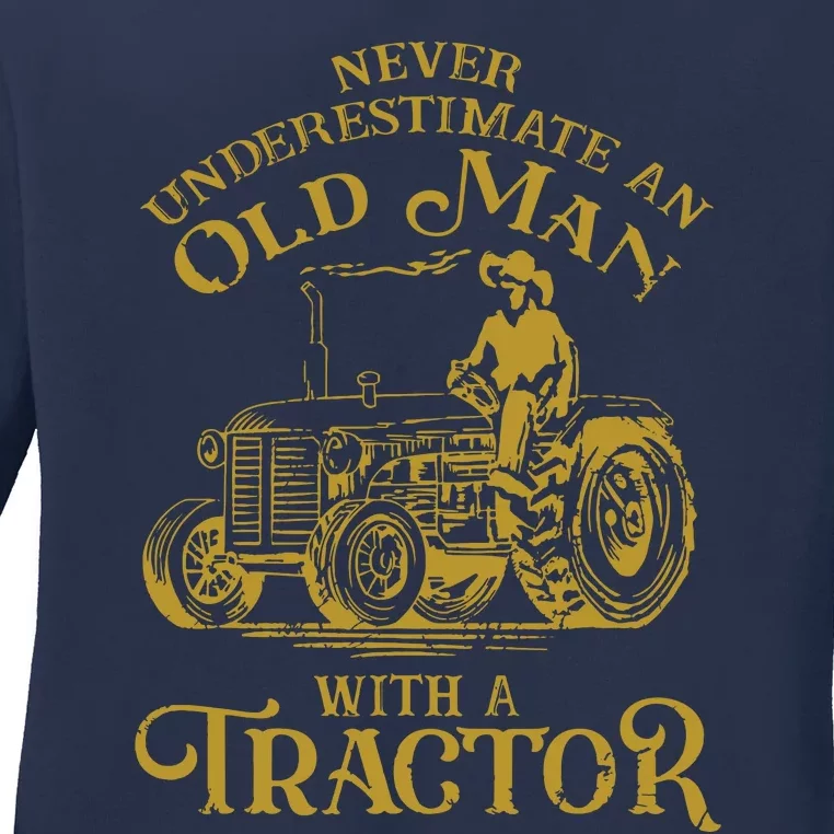 Funny Farmer Farm Tractor Farming Truck Lovers Humor Outfit Ladies Long Sleeve Shirt