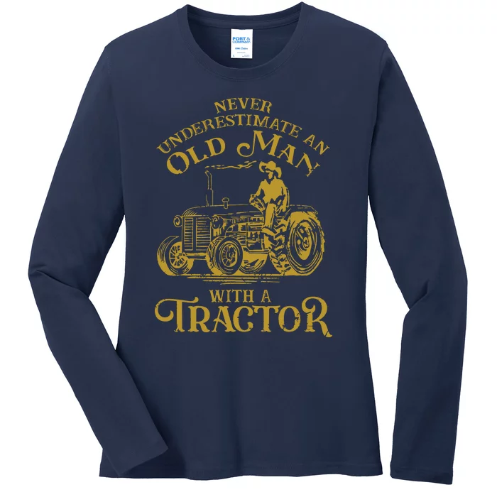 Funny Farmer Farm Tractor Farming Truck Lovers Humor Outfit Ladies Long Sleeve Shirt