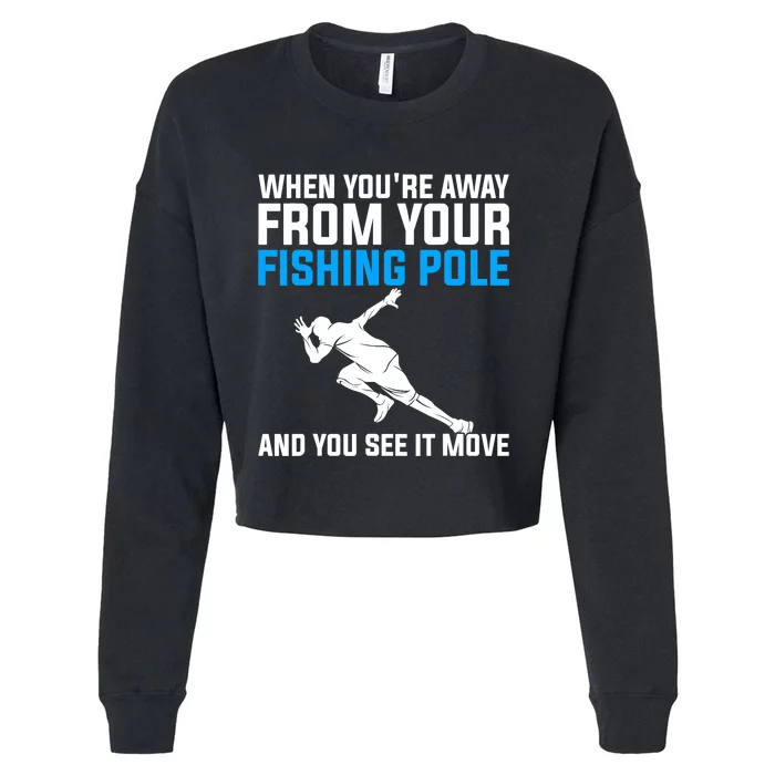 Funny Fishing Fisherman Angler Fish Design Cropped Pullover Crew