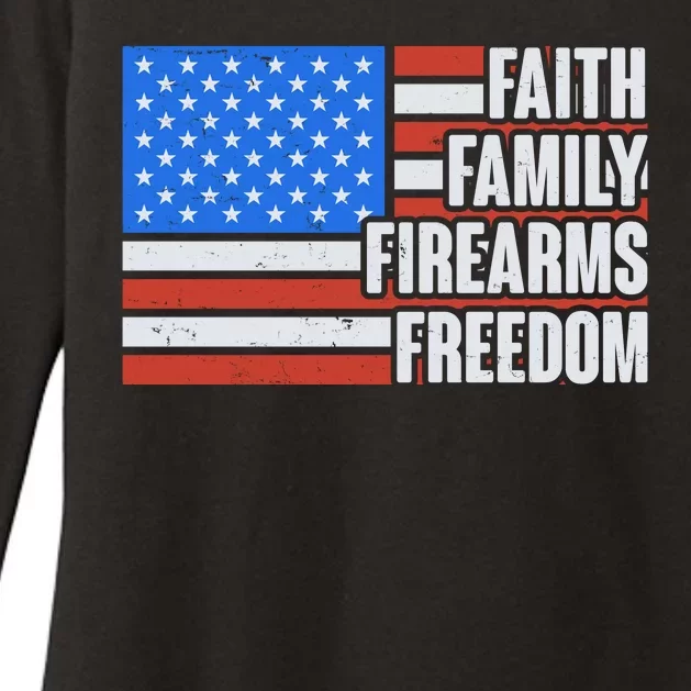 Faith Family Firearms Freedom Womens CVC Long Sleeve Shirt