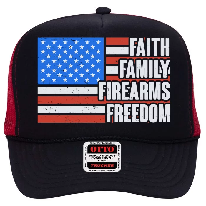 Faith Family Firearms Freedom High Crown Mesh Trucker Hat