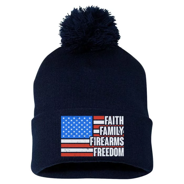 Faith Family Firearms Freedom Pom Pom 12in Knit Beanie