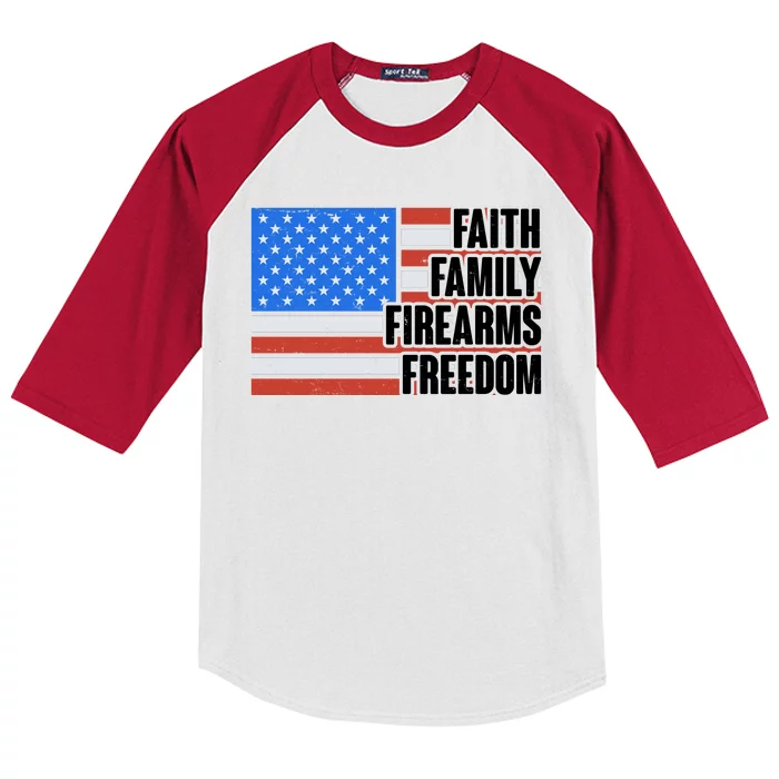 Faith Family Firearms Freedom Kids Colorblock Raglan Jersey