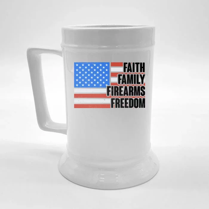 Faith Family Firearms Freedom Front & Back Beer Stein