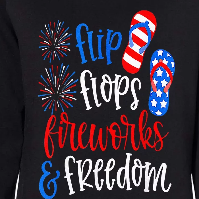 Flip Flops Fireworks And Freedom 4th Of July Us Flag Womens California Wash Sweatshirt