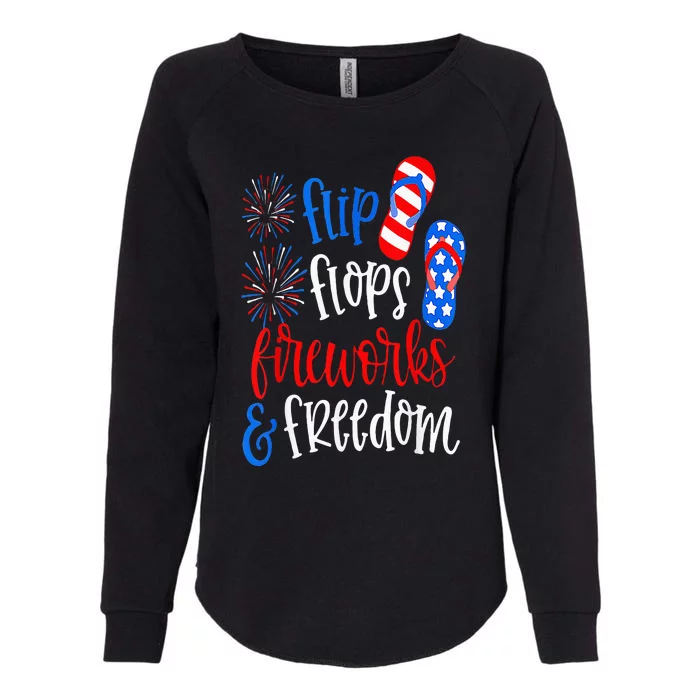 Flip Flops Fireworks And Freedom 4th Of July Us Flag Womens California Wash Sweatshirt