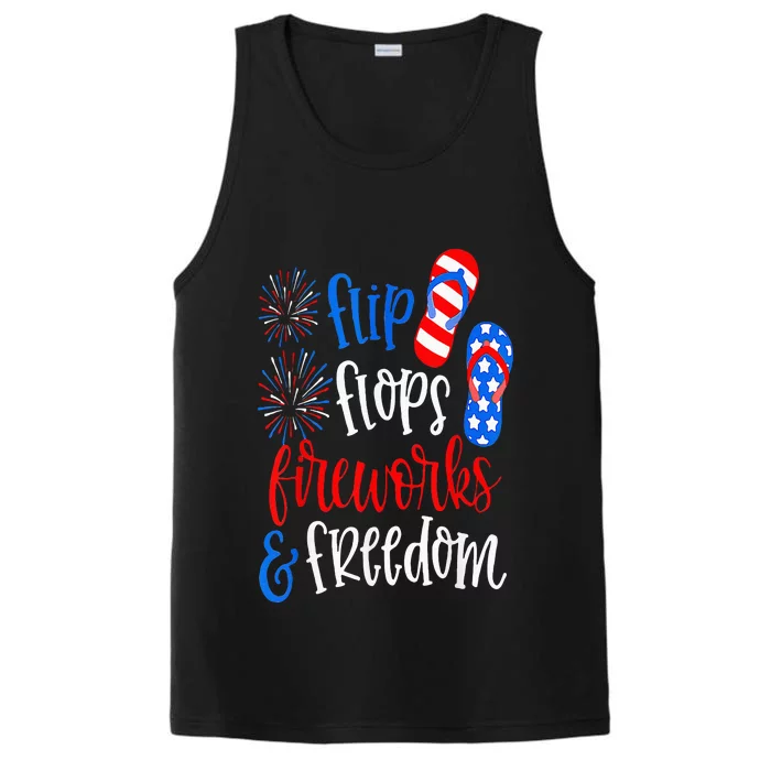 Flip Flops Fireworks And Freedom 4th Of July Us Flag Performance Tank