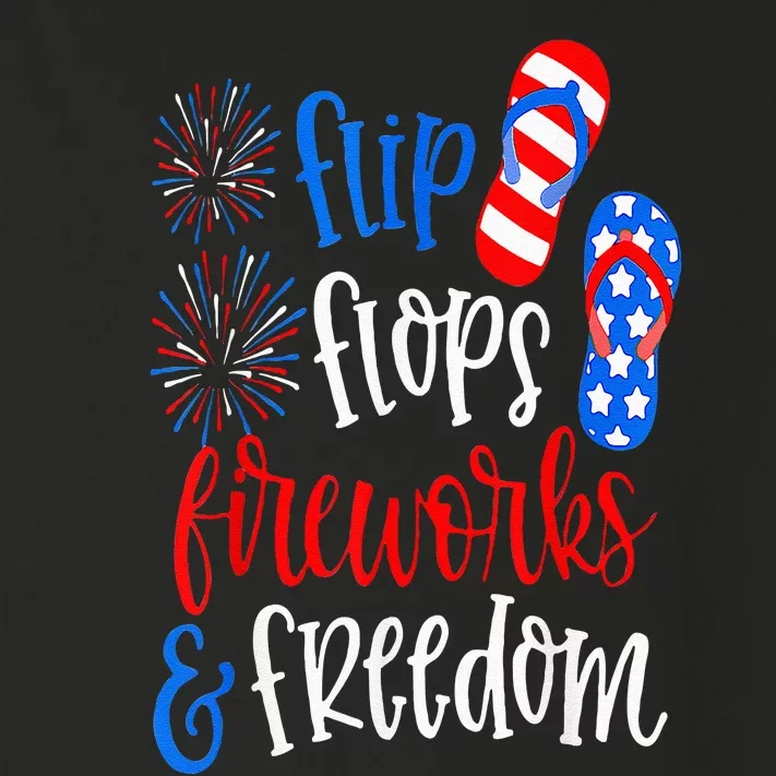 Flip Flops Fireworks And Freedom 4th Of July Us Flag Toddler Long Sleeve Shirt