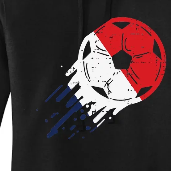 France Flag French Soccer Ball Football Fan Women's Pullover Hoodie