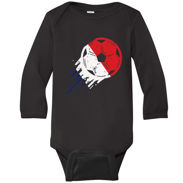 France Flag French Soccer Ball Football Fan Baby Long Sleeve Bodysuit