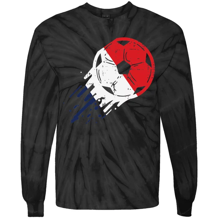 France Flag French Soccer Ball Football Fan Tie-Dye Long Sleeve Shirt