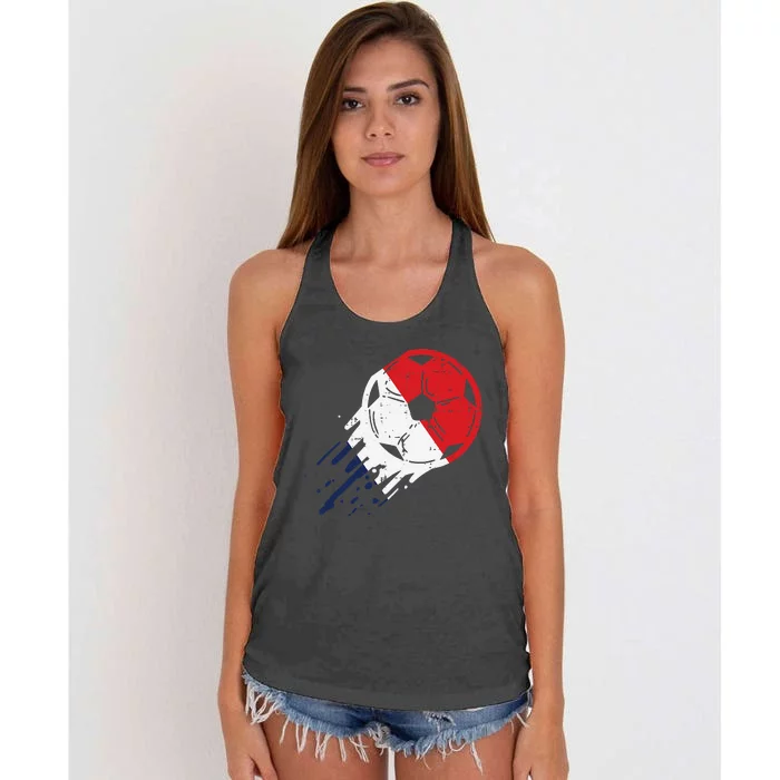 France Flag French Soccer Ball Football Fan Women's Knotted Racerback Tank