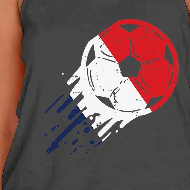 France Flag French Soccer Ball Football Fan Women's Knotted Racerback Tank