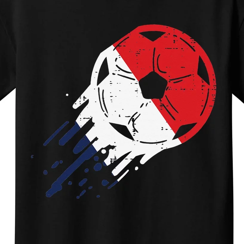 France Flag French Soccer Ball Football Fan Kids T-Shirt