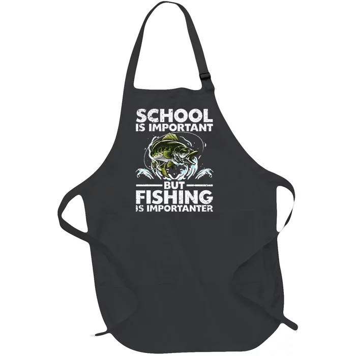 Funny Fishing Fish Saying Bass Fisherman Full-Length Apron With Pocket