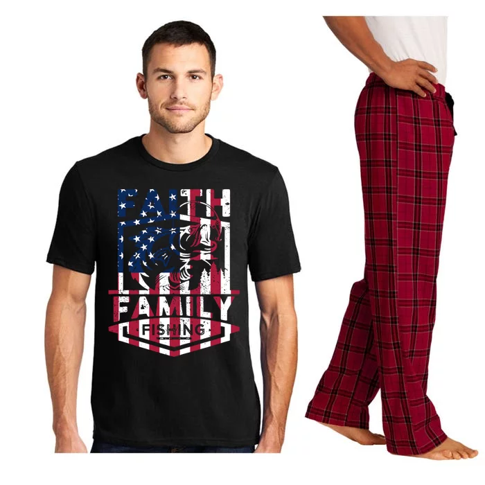 Faith Family Fishing Quotes American Flag Gift Pajama Set