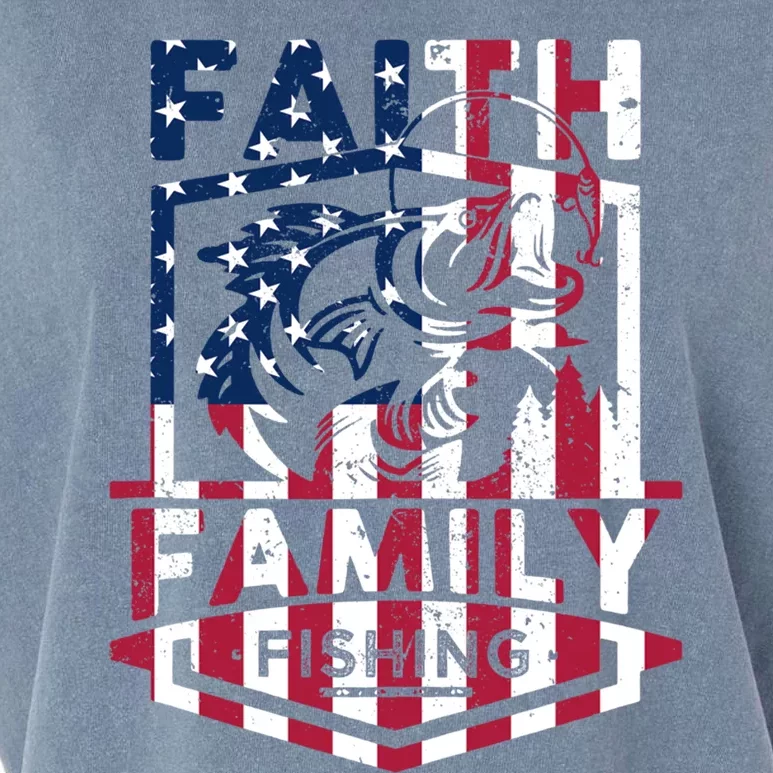 Faith Family Fishing Quotes American Flag Gift Garment-Dyed Women's Muscle Tee