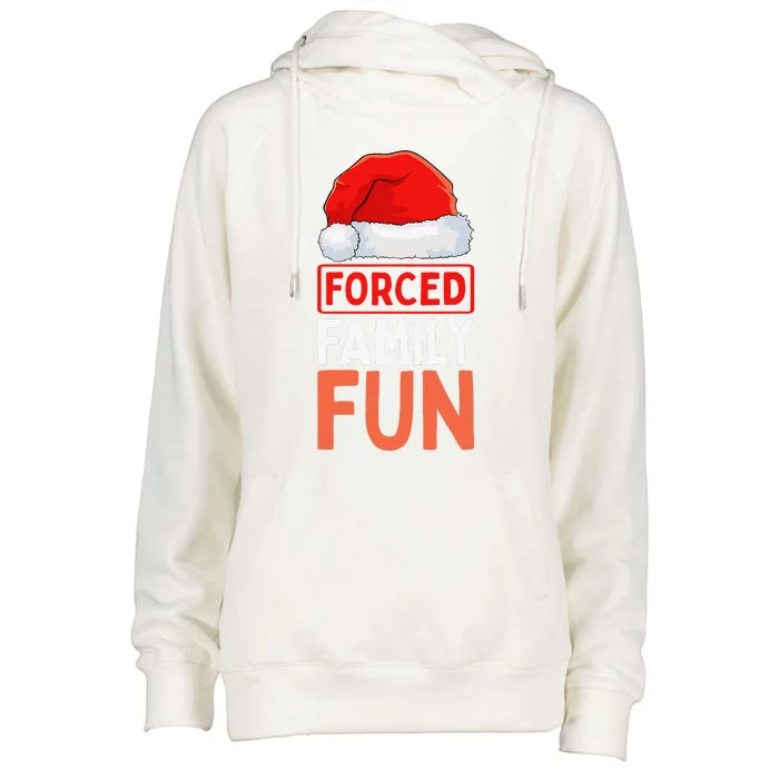 Forced Family Fun Winter Holidays Funny Anti Christmas Womens Funnel Neck Pullover Hood